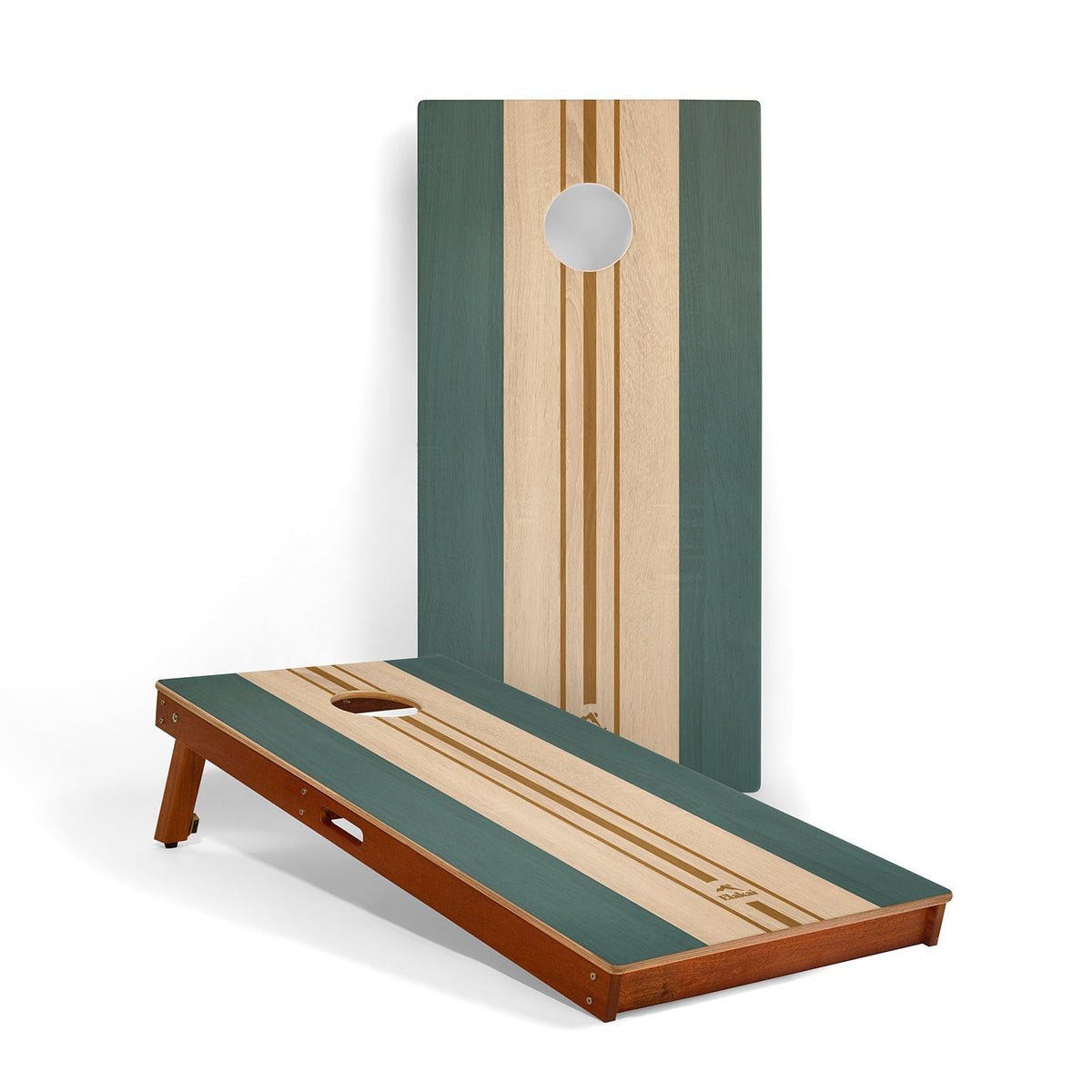 2ft x 4ft Graphic Wood Classic Cornhole Set | Coastal Surf Beach Collection Atlantic Stripes | Heirloom Boulevard