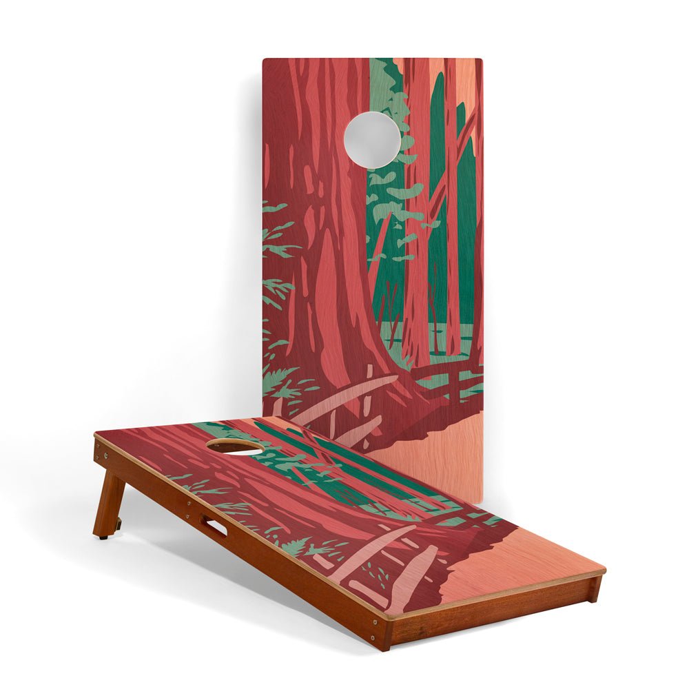 Elakai 2ft x 4ft Graphic Wood Classic Cornhole Set | National Parks Inspired Collection Redwoods | Heirloom Boulevard