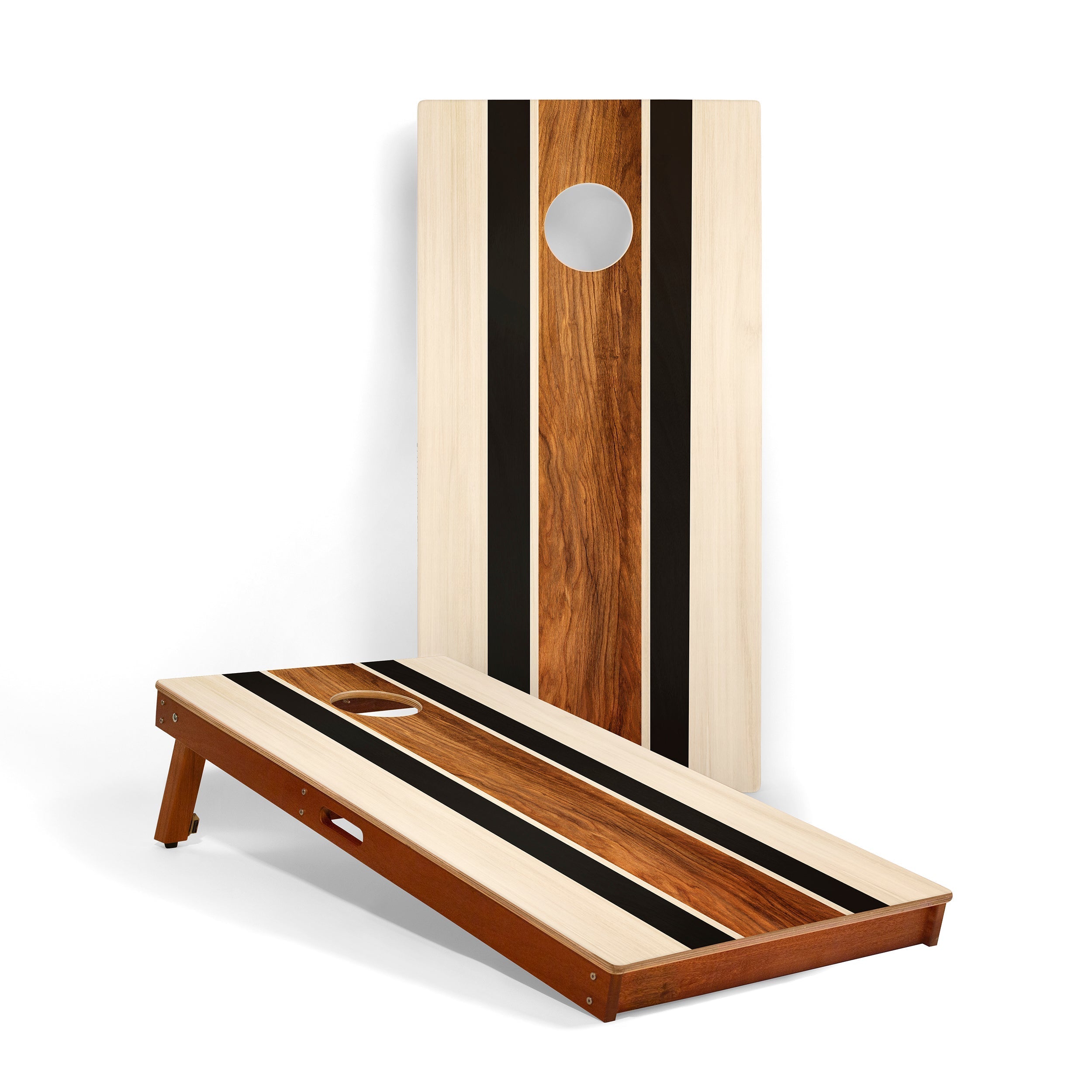 Elakai 2ft x 4ft Graphic Wood Classic Cornhole Set | Natural Surf Beach Collection Hermosa Stripes | Heirloom Boulevard