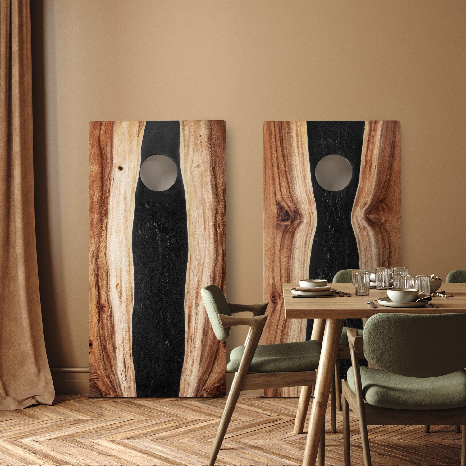 Elakai 2ft x 4ft Resin & Wood Classic Cornhole Set | Live Edge River Collection | Heirloom Boulevard