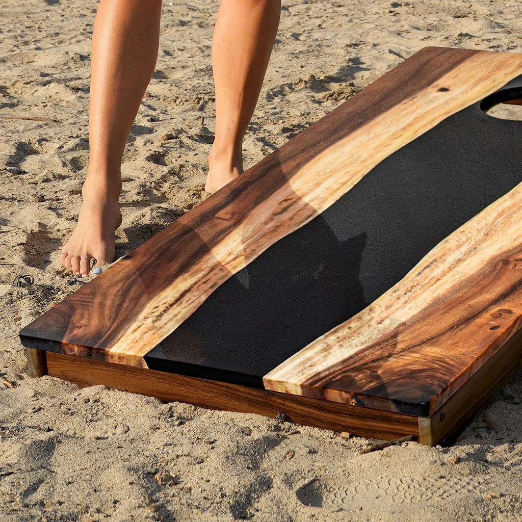 Elakai 2ft x 4ft Resin & Wood Classic Cornhole Set | Live Edge River Collection | Heirloom Boulevard