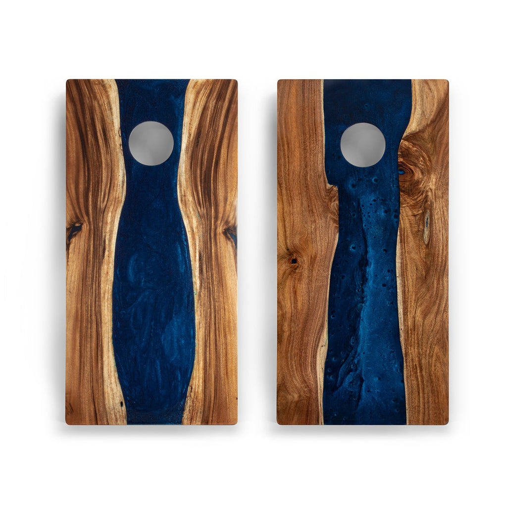 Elakai 2ft x 4ft Resin & Wood Classic Cornhole Set | Live Edge River Collection | Heirloom Boulevard