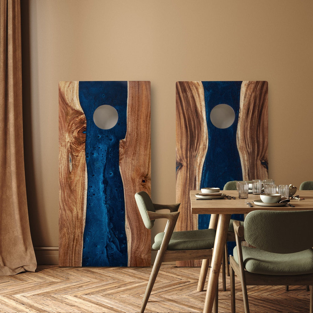 Elakai 2ft x 4ft Resin & Wood Classic Cornhole Set | Live Edge River Collection | Heirloom Boulevard