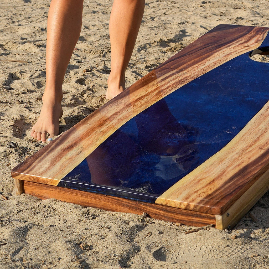 Elakai 2ft x 4ft Resin & Wood Classic Cornhole Set | Live Edge River Collection | Heirloom Boulevard