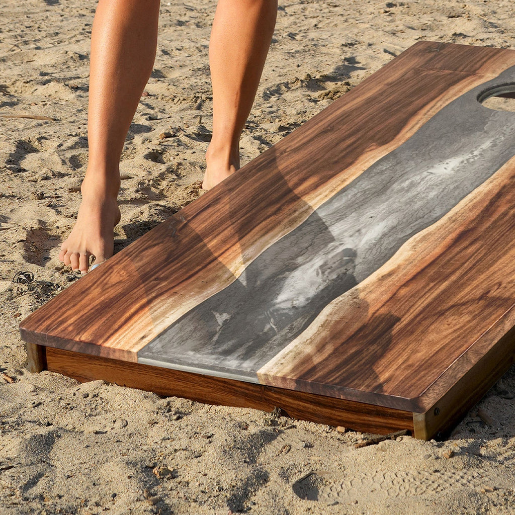 Elakai 2ft x 4ft Resin & Wood Classic Cornhole Set | Live Edge River Collection | Heirloom Boulevard