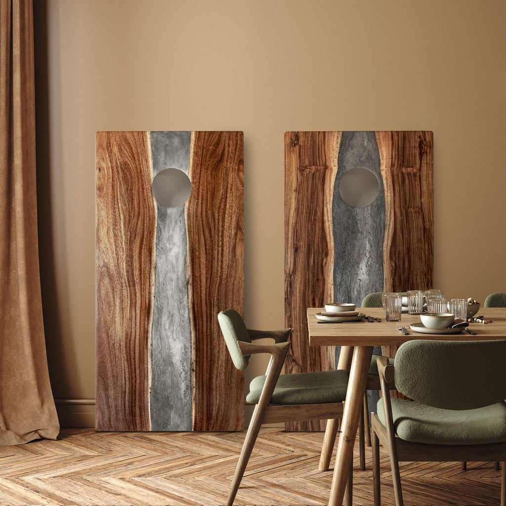 Elakai 2ft x 4ft Resin & Wood Classic Cornhole Set | Live Edge River Collection | Heirloom Boulevard