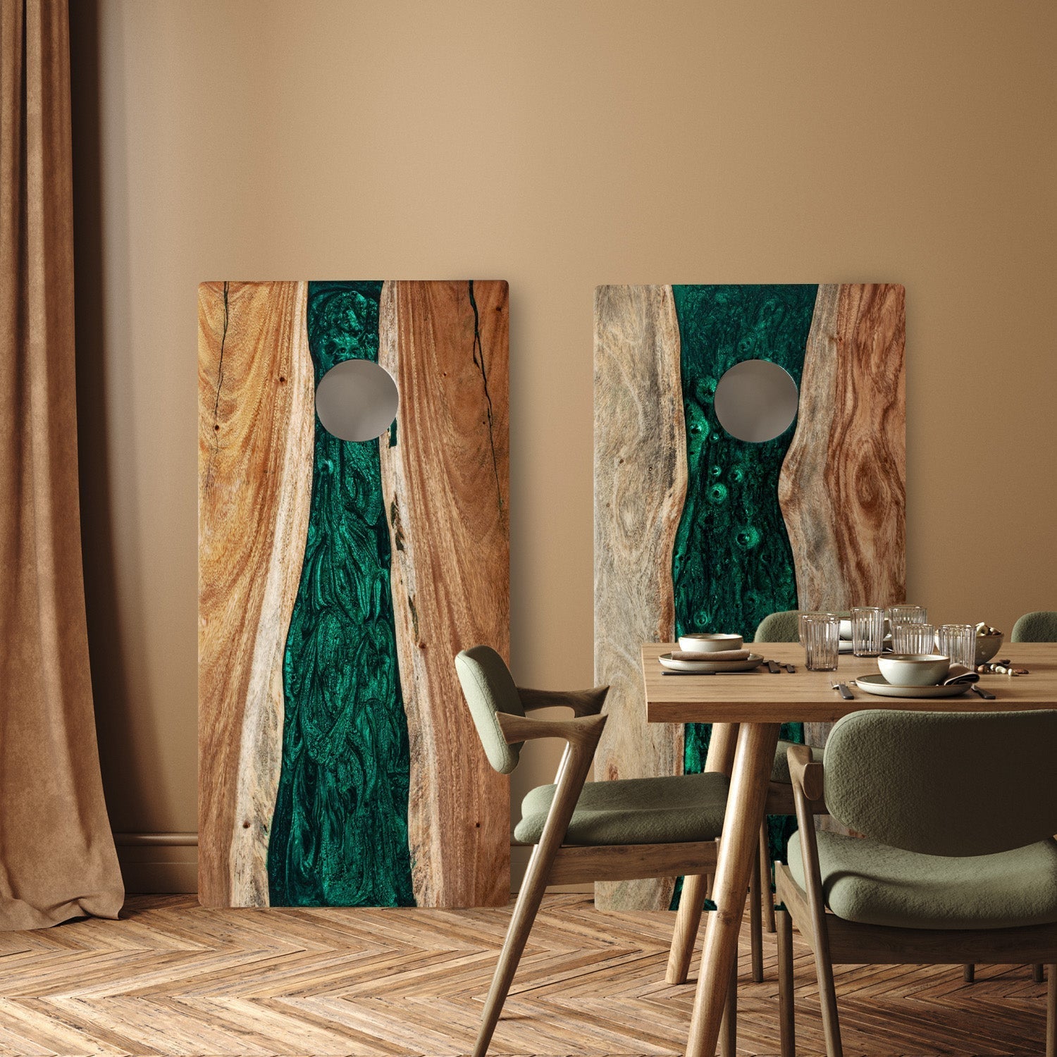 Elakai 2ft x 4ft Resin & Wood Classic Cornhole Set | Live Edge River Collection | Heirloom Boulevard