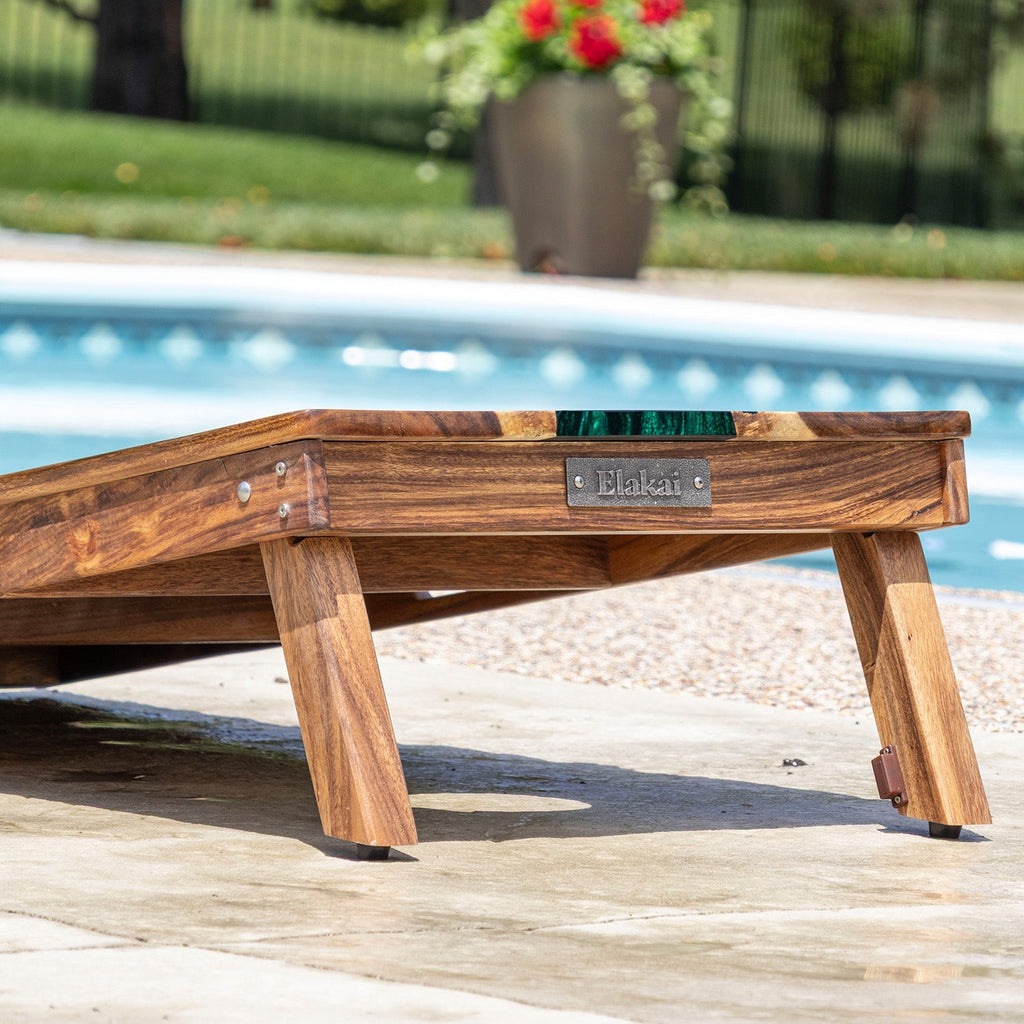 Elakai 2ft x 4ft Resin & Wood Classic Cornhole Set | Live Edge River Collection | Heirloom Boulevard