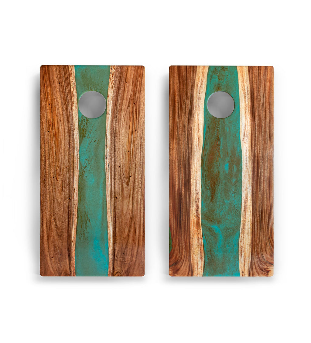 Elakai 2ft x 4ft Resin & Wood Classic Cornhole Set | Live Edge River Collection | Heirloom Boulevard