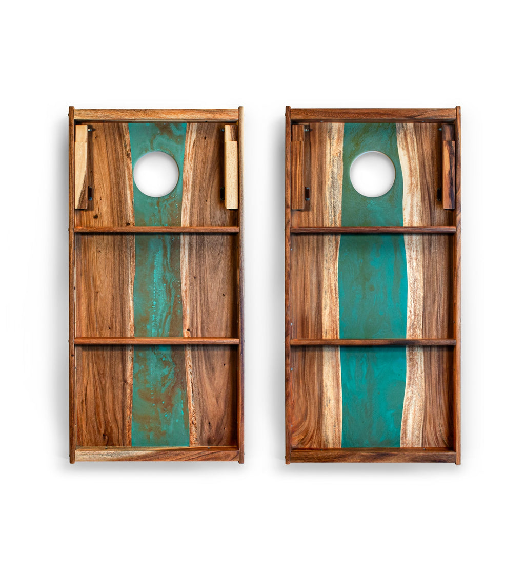 Elakai 2ft x 4ft Resin & Wood Classic Cornhole Set | Live Edge River Collection | Heirloom Boulevard