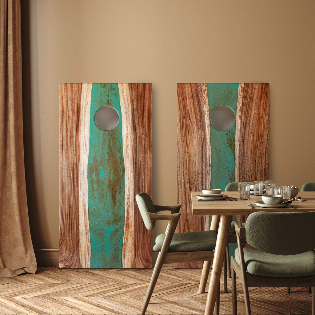 Elakai 2ft x 4ft Resin & Wood Classic Cornhole Set | Live Edge River Collection | Heirloom Boulevard