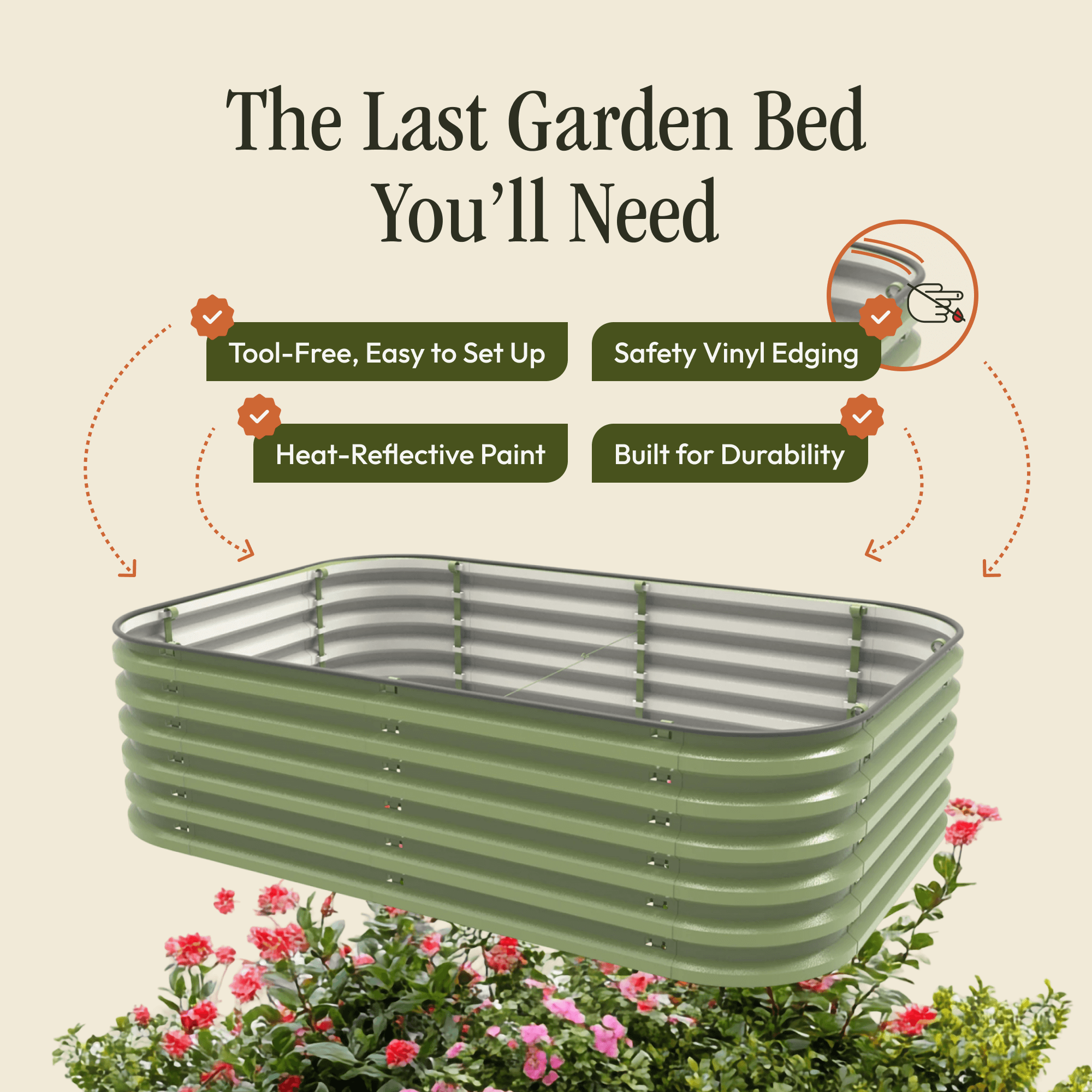 Go Rite 17" Tall 6 In 1 "No Tools Needed" Premium Metal Raised Garden Bed Kit Modern Green | Heirloom Boulevard