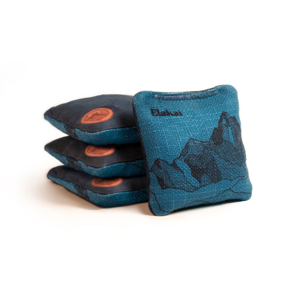 Elakai 4-in Travel Dual-Sided Cornhole Bags | Mt. Elakai Design Collection Lake Blue | Heirloom Boulevard