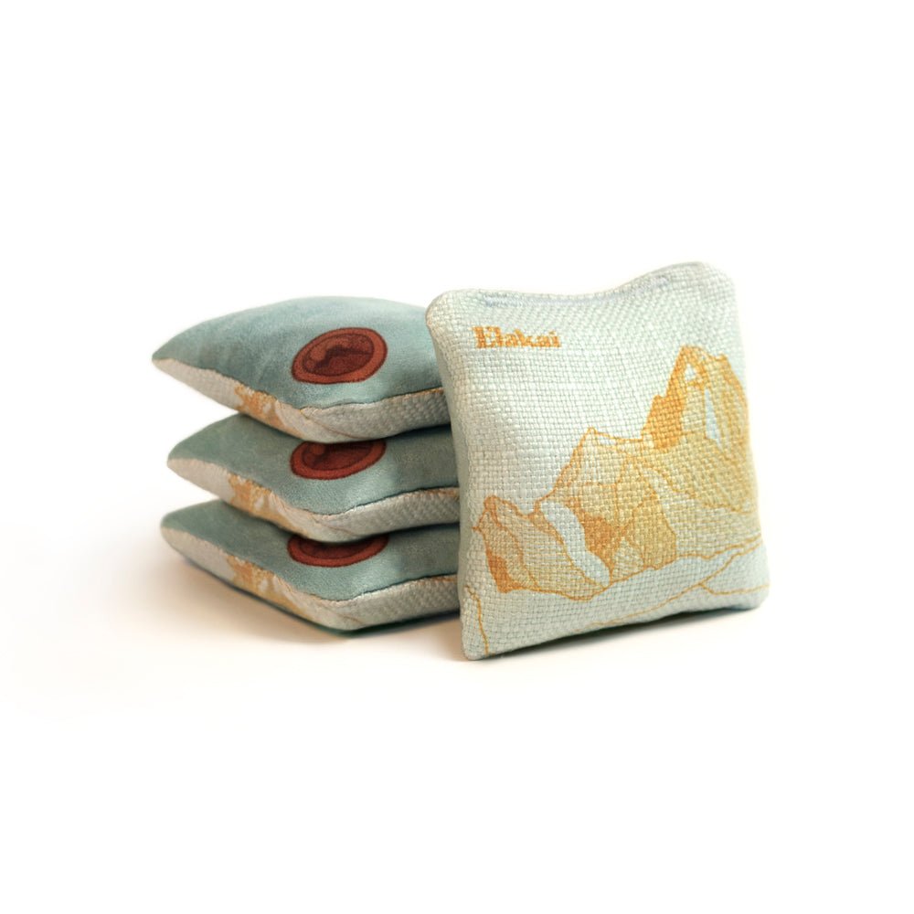 Elakai 4-in Travel Dual-Sided Cornhole Bags | Mt. Elakai Design Collection Light Blue Mineral | Heirloom Boulevard
