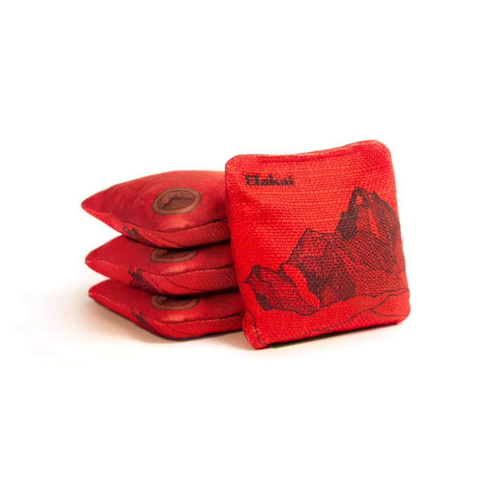 Elakai 4-in Travel Dual-Sided Cornhole Bags | Mt. Elakai Design Collection Red Lava | Heirloom Boulevard