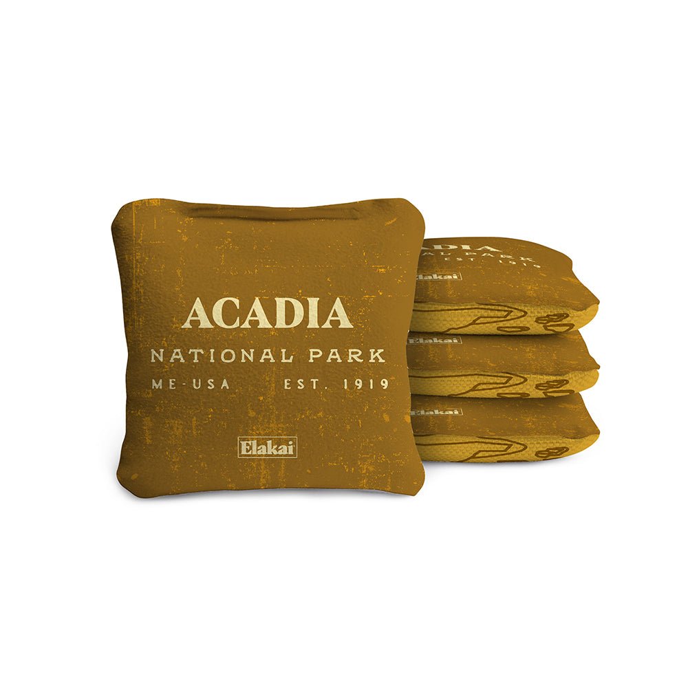 Elakai 4-in Travel Dual-Sided Cornhole Bags | National Parks Collection Acadia Gold | Heirloom Boulevard
