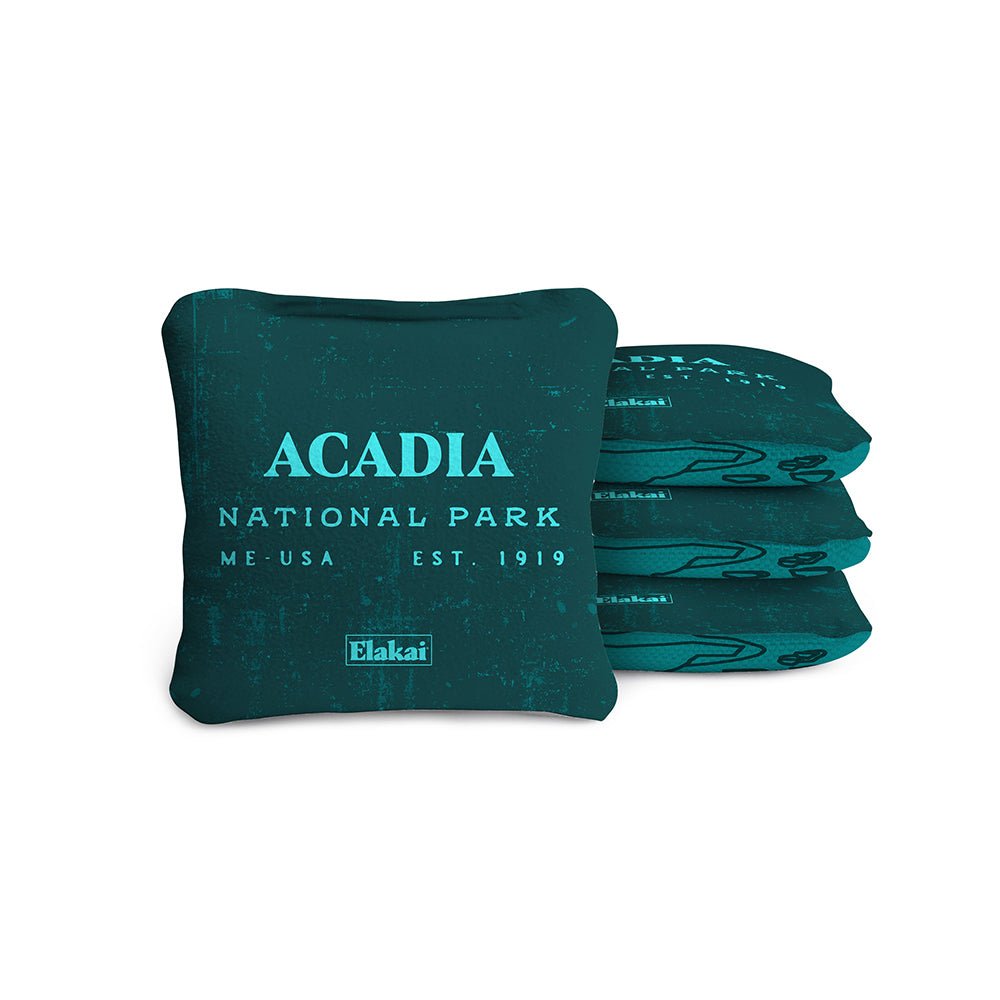Elakai 4-in Travel Dual-Sided Cornhole Bags | National Parks Collection Acadia Teal | Heirloom Boulevard