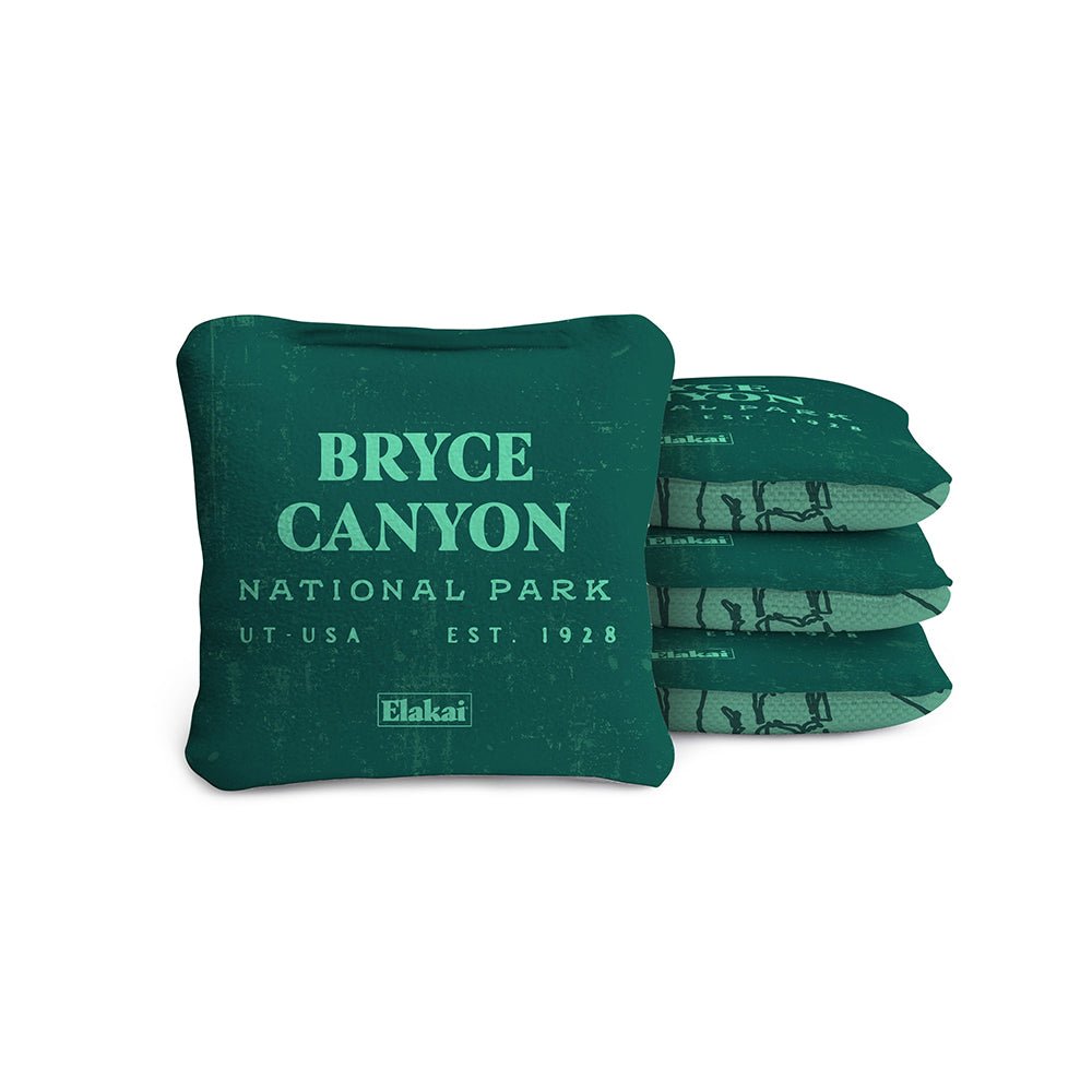 Elakai 4-in Travel Dual-Sided Cornhole Bags | National Parks Collection Bryce Canyon Green | Heirloom Boulevard