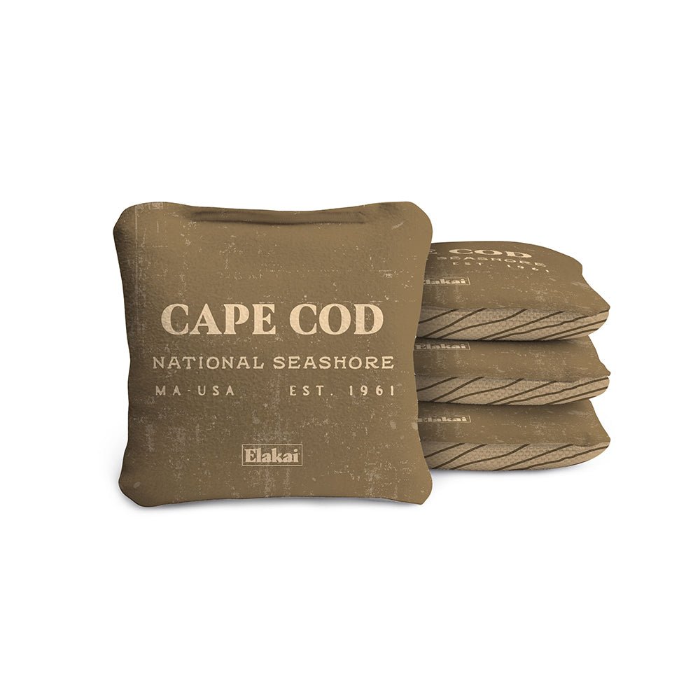 Elakai 4-in Travel Dual-Sided Cornhole Bags | National Parks Collection Cape Cod Tan | Heirloom Boulevard