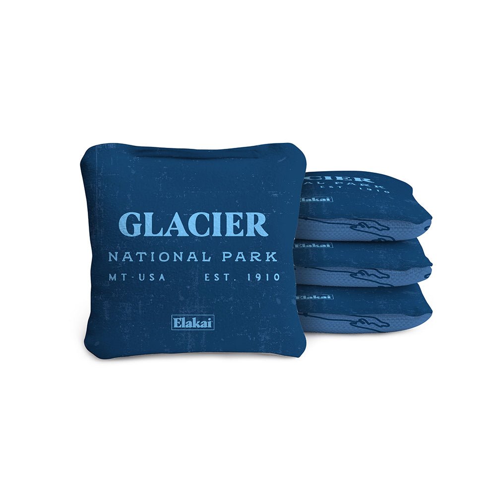 Elakai 4-in Travel Dual-Sided Cornhole Bags | National Parks Collection Glacier Blue | Heirloom Boulevard