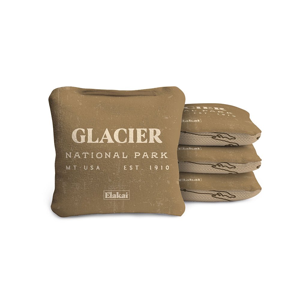 Elakai 4-in Travel Dual-Sided Cornhole Bags | National Parks Collection Glacier Tan | Heirloom Boulevard