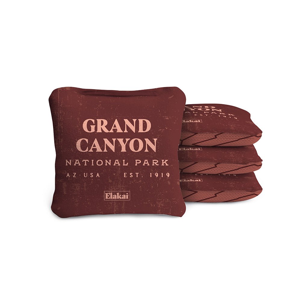 Elakai 4-in Travel Dual-Sided Cornhole Bags | National Parks Collection Grand Canyon Burgundy | Heirloom Boulevard