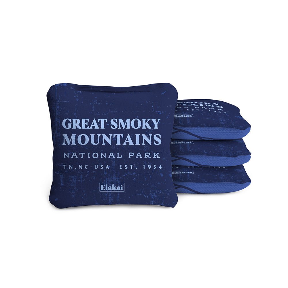 Elakai 4-in Travel Dual-Sided Cornhole Bags | National Parks Collection Great Smoky Mountains Blue | Heirloom Boulevard