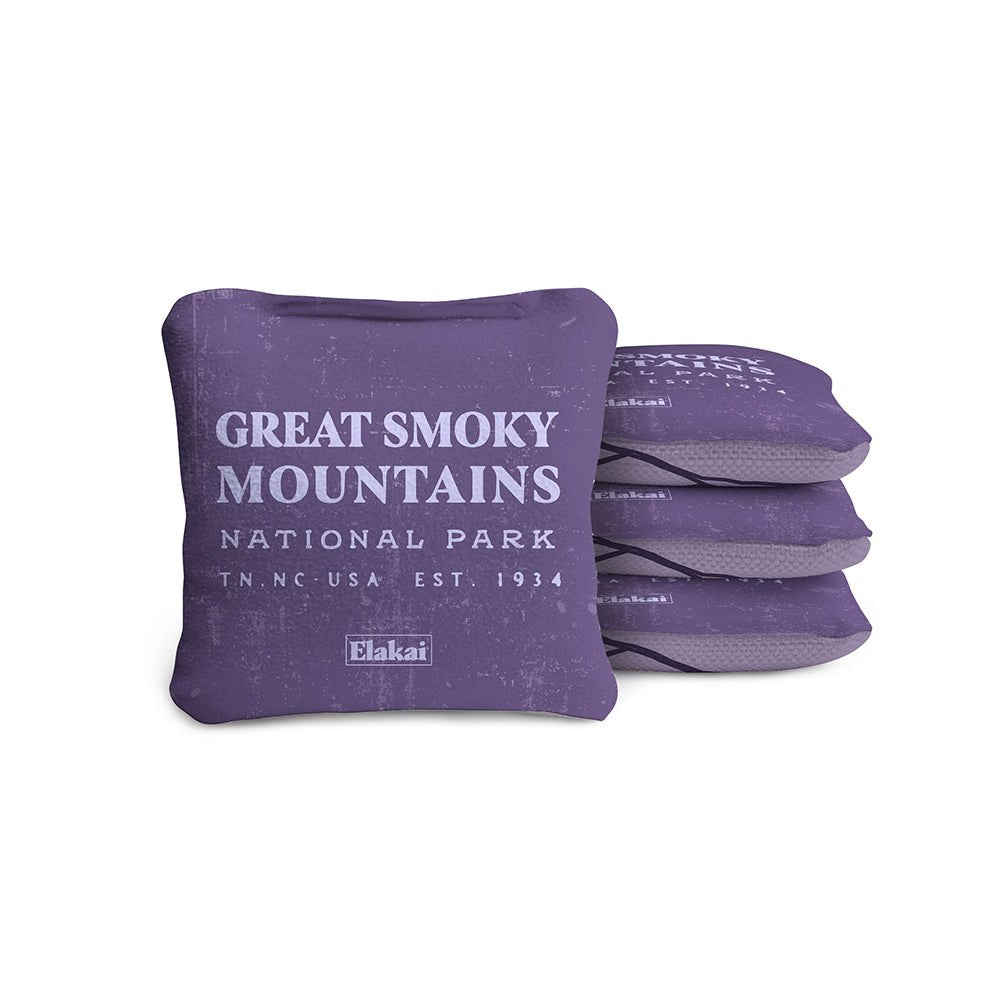 Elakai 4-in Travel Dual-Sided Cornhole Bags | National Parks Collection Great Smoky Mountains Purple | Heirloom Boulevard