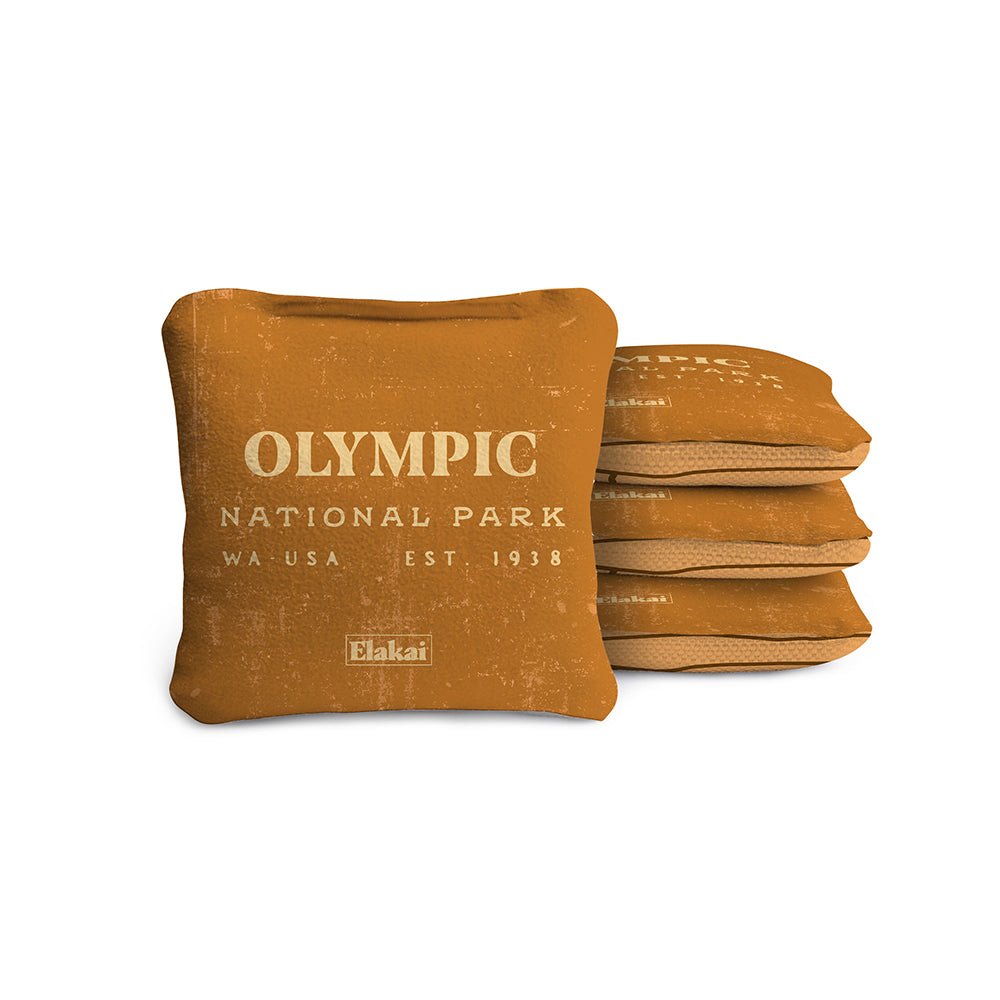 Elakai 4-in Travel Dual-Sided Cornhole Bags | National Parks Collection Olympic Gold | Heirloom Boulevard