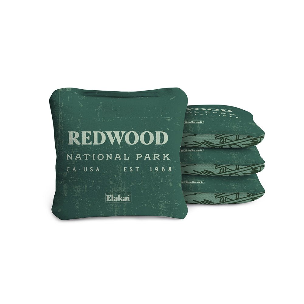 Elakai 4-in Travel Dual-Sided Cornhole Bags | National Parks Collection Redwoods Green | Heirloom Boulevard
