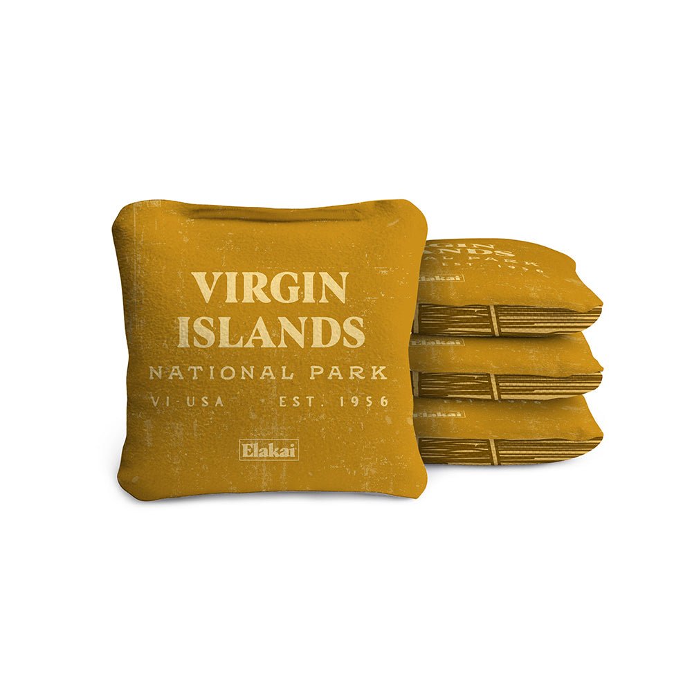 Elakai 4-in Travel Dual-Sided Cornhole Bags | National Parks Collection Virgin Islands Gold | Heirloom Boulevard