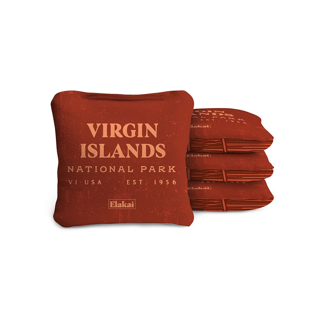 Elakai 4-in Travel Dual-Sided Cornhole Bags | National Parks Collection Virgin Islands Scarlet | Heirloom Boulevard