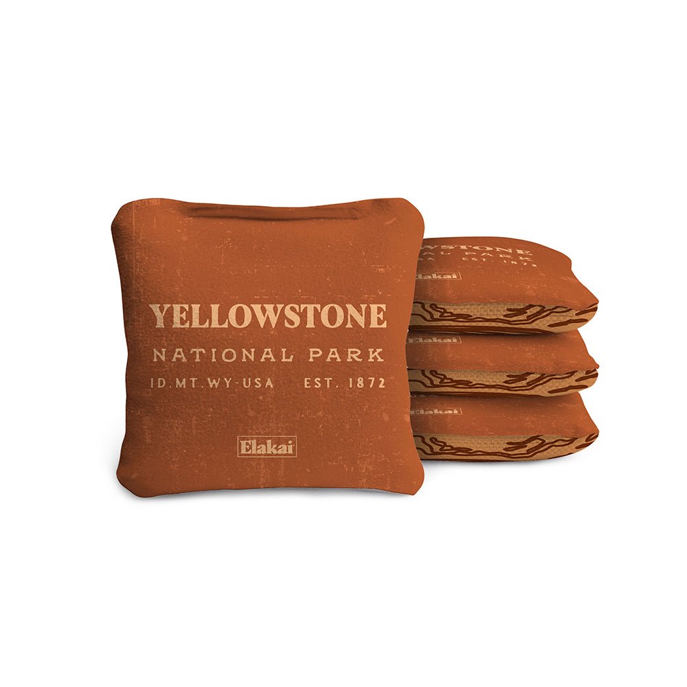 Elakai 4-in Travel Dual-Sided Cornhole Bags | National Parks Collection Yellowstone Burnt Orange | Heirloom Boulevard