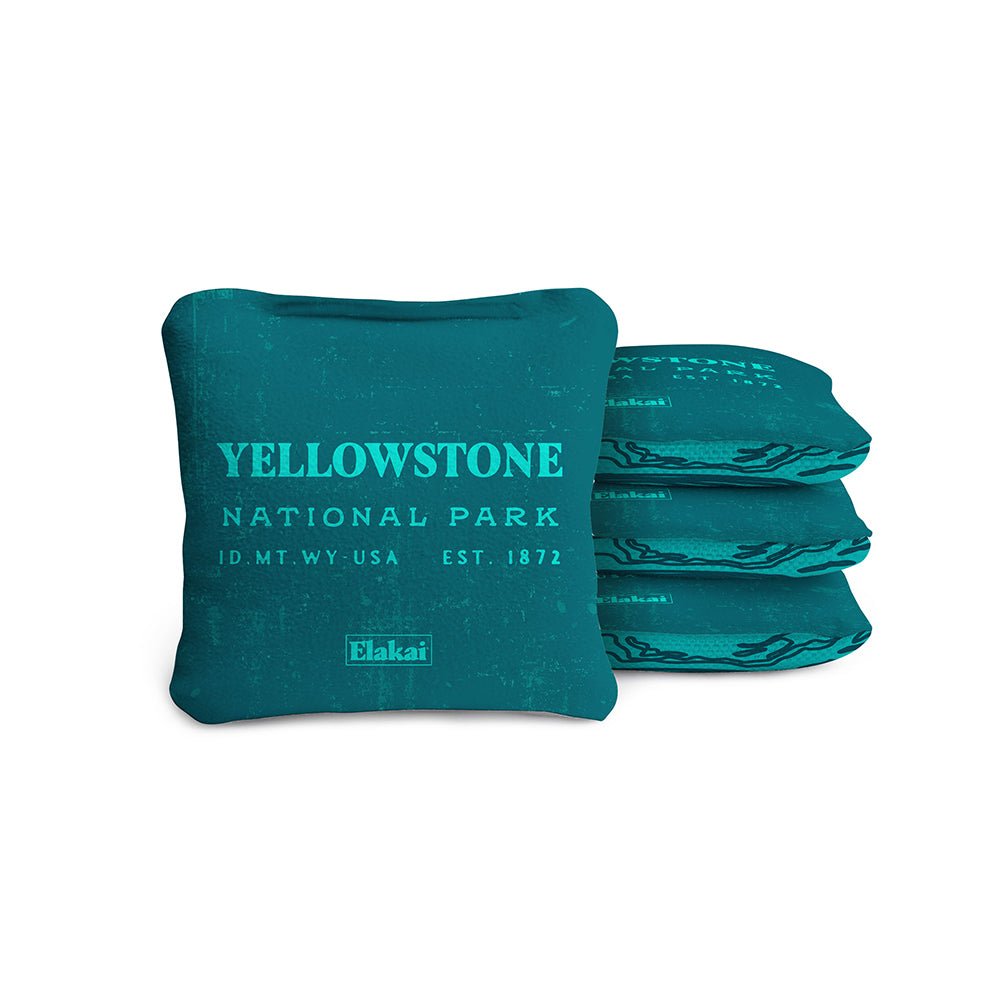 Elakai 4-in Travel Dual-Sided Cornhole Bags | National Parks Collection Yellowstone Teal | Heirloom Boulevard