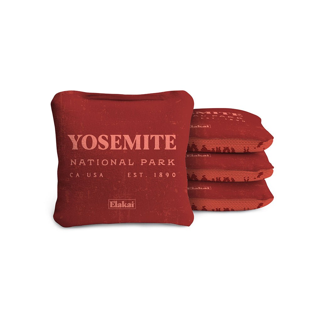 Elakai 4-in Travel Dual-Sided Cornhole Bags | National Parks Collection Yosemite Scarlet | Heirloom Boulevard