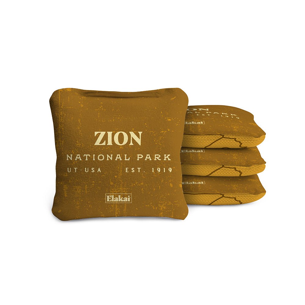 Elakai 4-in Travel Dual-Sided Cornhole Bags | National Parks Collection Zion Gold | Heirloom Boulevard