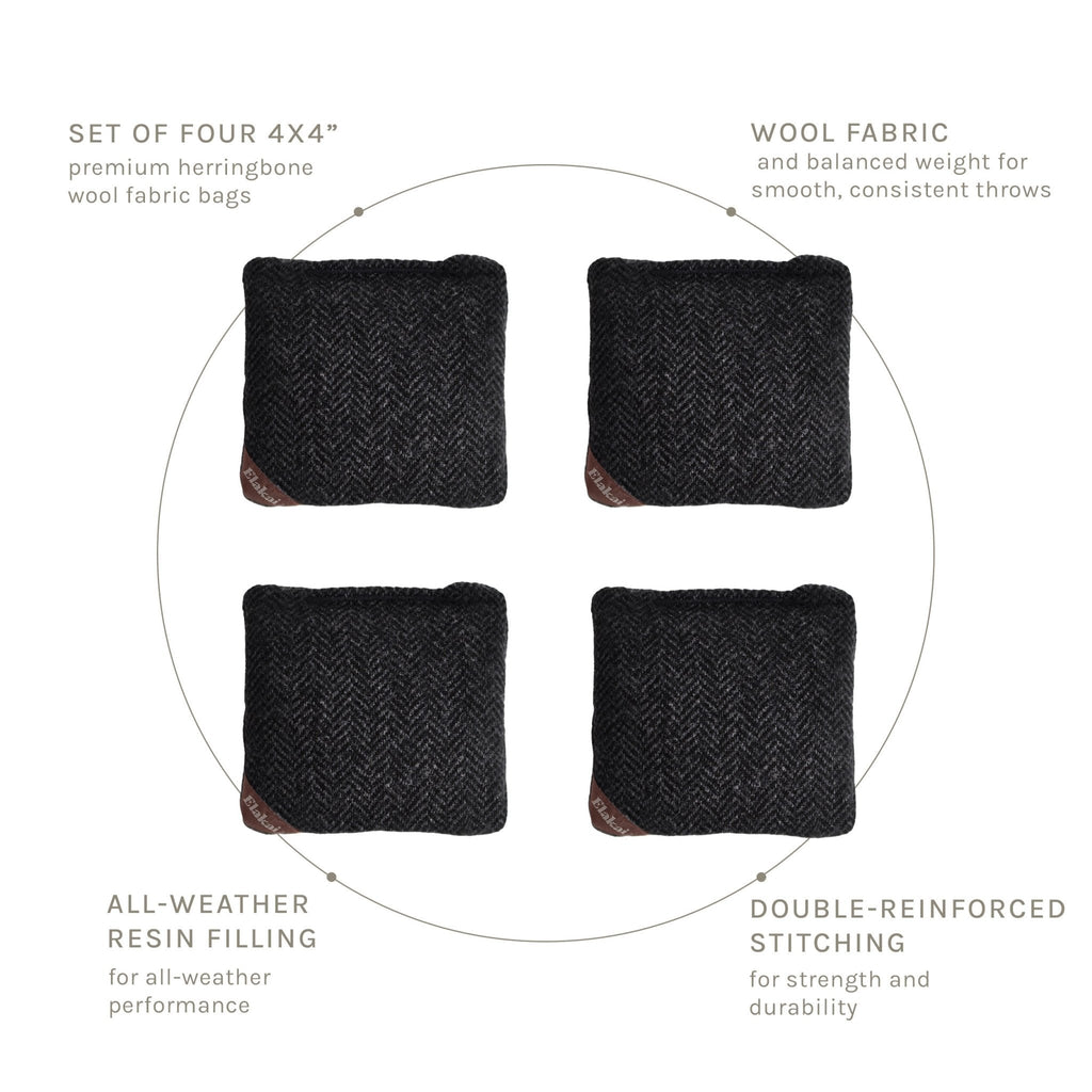 Elakai 4-in Travel Herringbone Cornhole Bags | Premium All-Weather Collection | Heirloom Boulevard