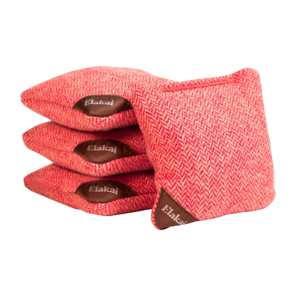 Elakai 4-in Travel Herringbone Cornhole Bags | Premium All-Weather Collection Cardinal Red | Heirloom Boulevard
