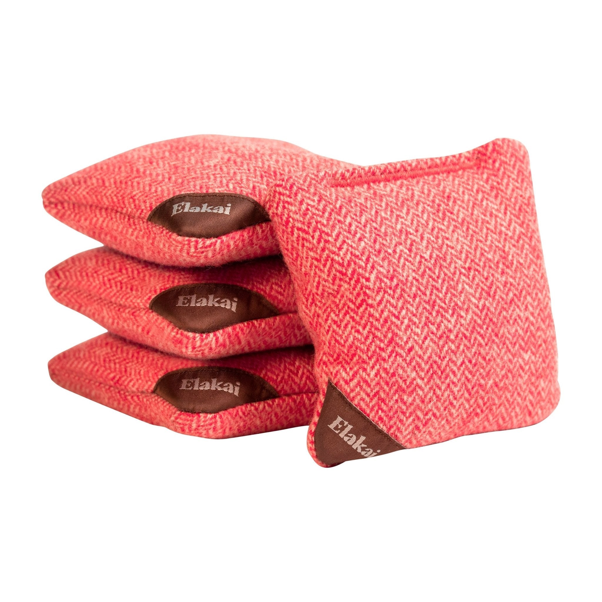 Elakai 4-in Travel Herringbone Cornhole Bags | Premium All-Weather Collection Cardinal Red | Heirloom Boulevard