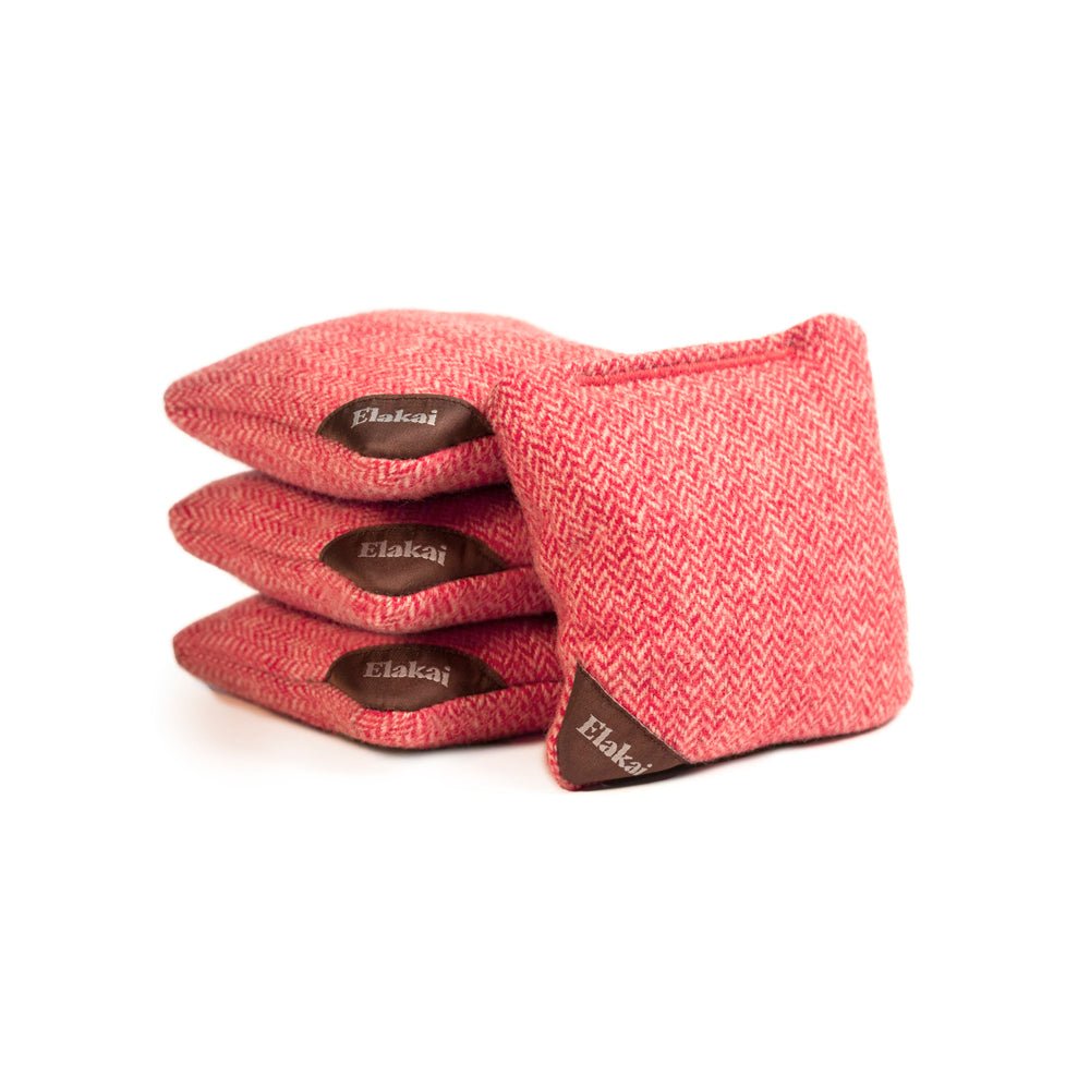 Elakai 4-in Travel Herringbone Cornhole Bags | Premium All-Weather Collection Cardinal Red | Heirloom Boulevard