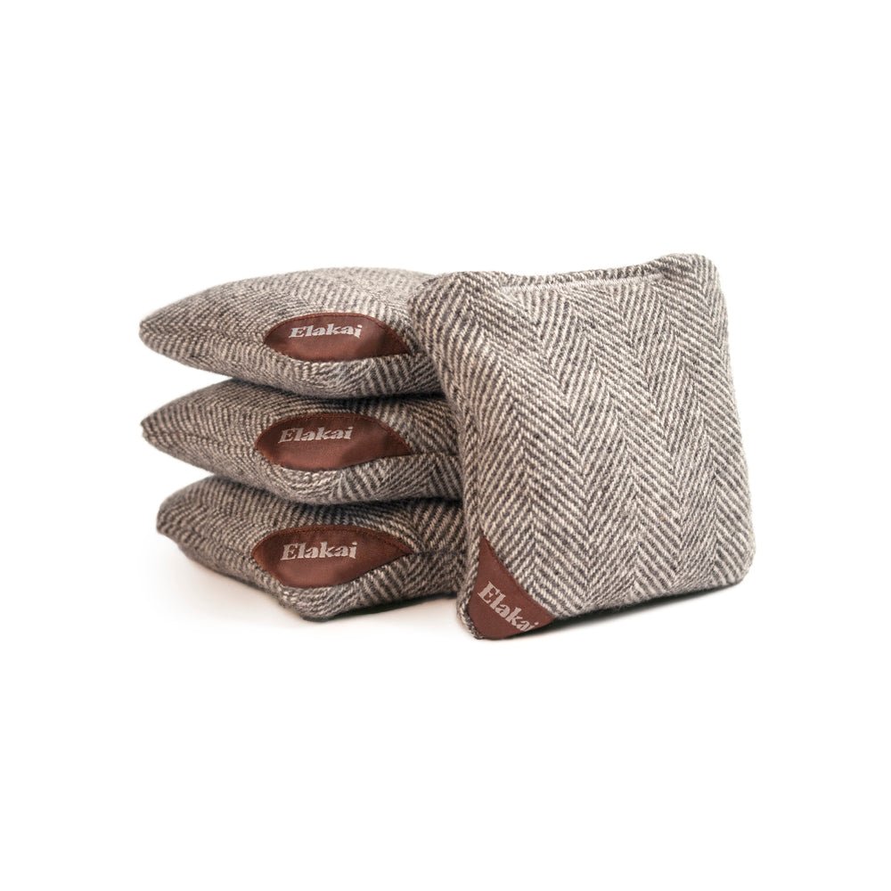 Elakai 4-in Travel Herringbone Cornhole Bags | Premium All-Weather Collection Gray Dove | Heirloom Boulevard
