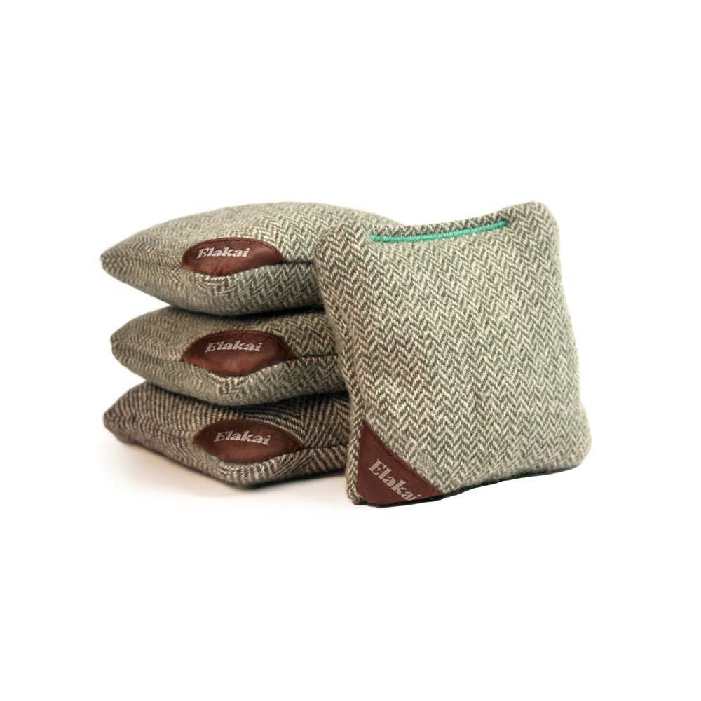 Elakai 4-in Travel Herringbone Cornhole Bags | Premium All-Weather Collection Green Sprout | Heirloom Boulevard