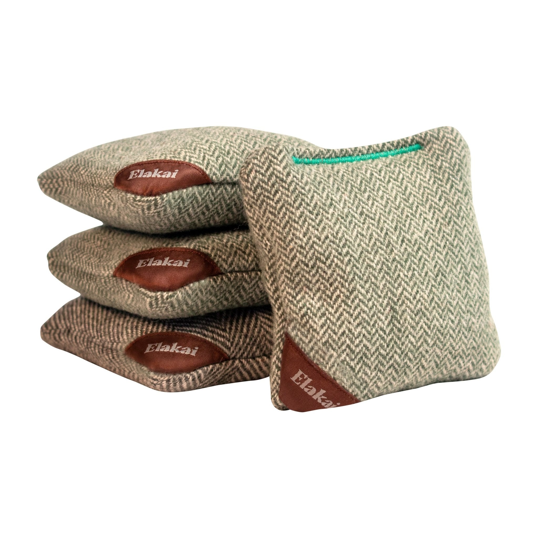 Elakai 4-in Travel Herringbone Cornhole Bags | Premium All-Weather Collection Green Sprout | Heirloom Boulevard