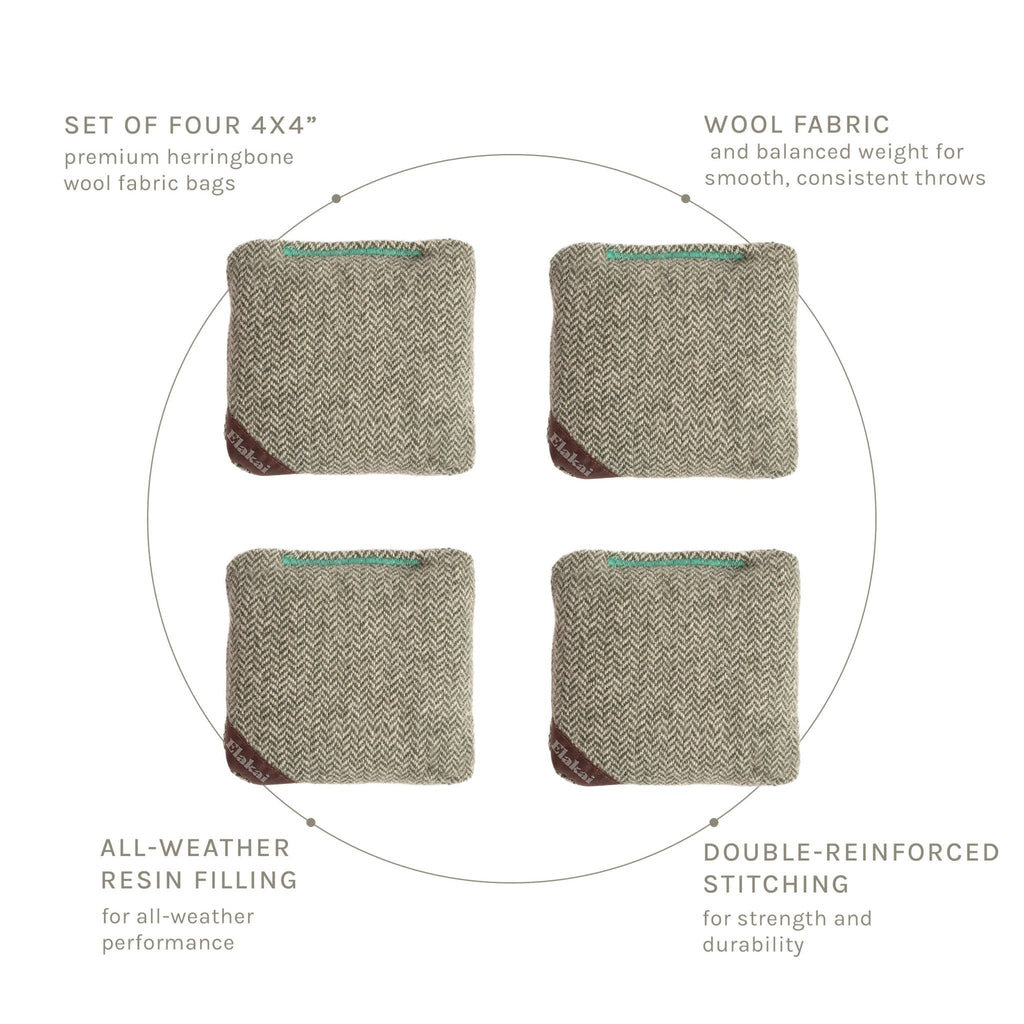 Elakai 4-in Travel Herringbone Cornhole Bags | Premium All-Weather Collection | Heirloom Boulevard