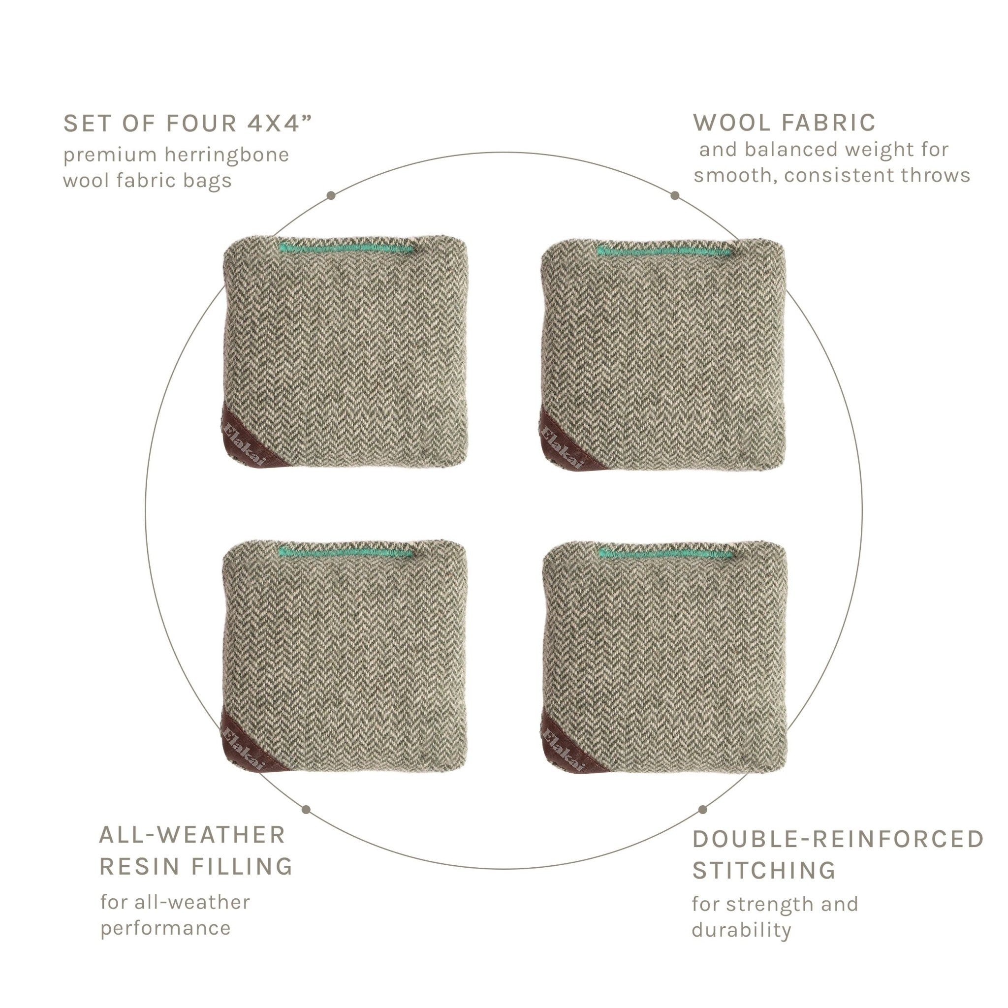 Elakai 4-in Travel Herringbone Cornhole Bags | Premium All-Weather Collection | Heirloom Boulevard