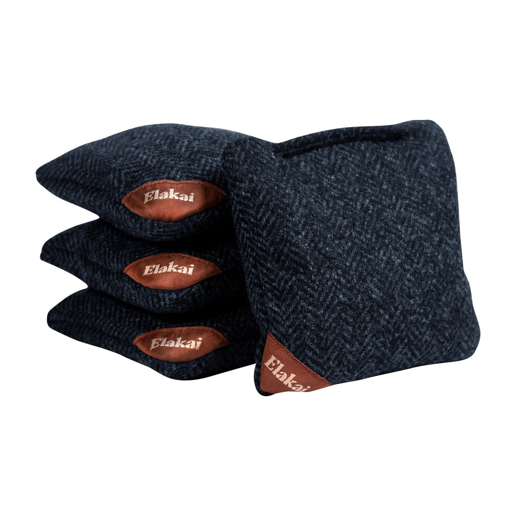 Elakai 4-in Travel Herringbone Cornhole Bags | Premium All-Weather Collection Midnight Navy | Heirloom Boulevard