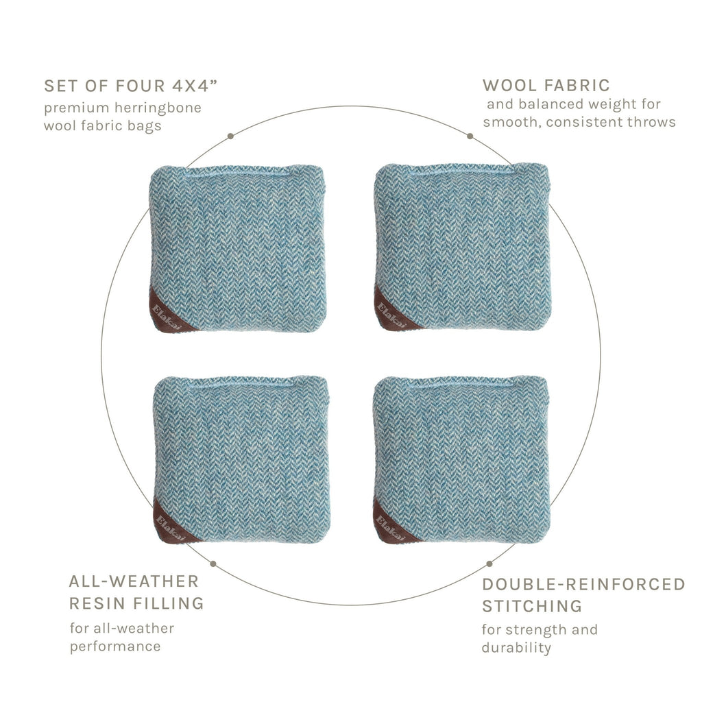 Elakai 4-in Travel Herringbone Cornhole Bags | Premium All-Weather Collection | Heirloom Boulevard