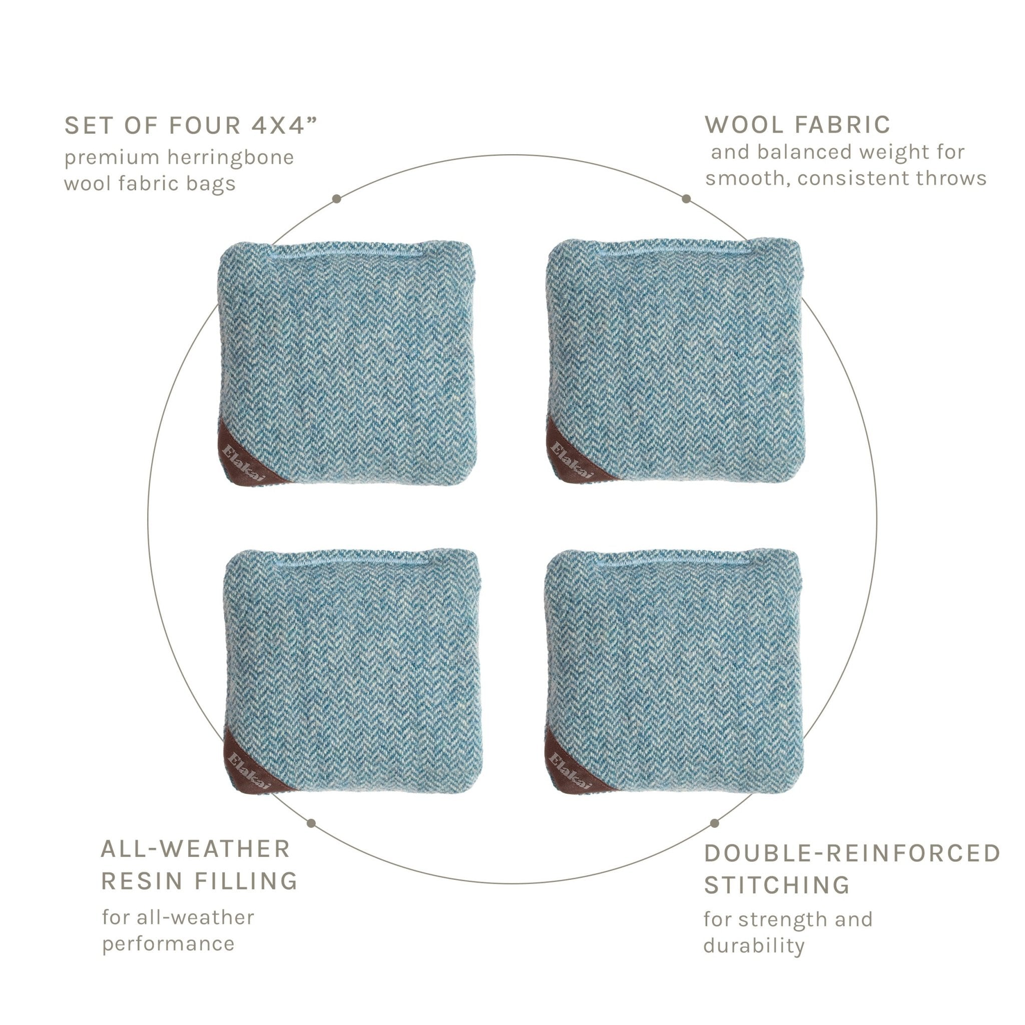 Elakai 4-in Travel Herringbone Cornhole Bags | Premium All-Weather Collection | Heirloom Boulevard