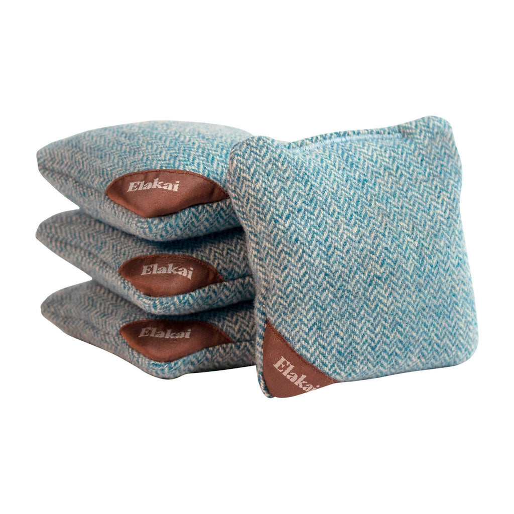 Elakai 4-in Travel Herringbone Cornhole Bags | Premium All-Weather Collection Sky Blue | Heirloom Boulevard