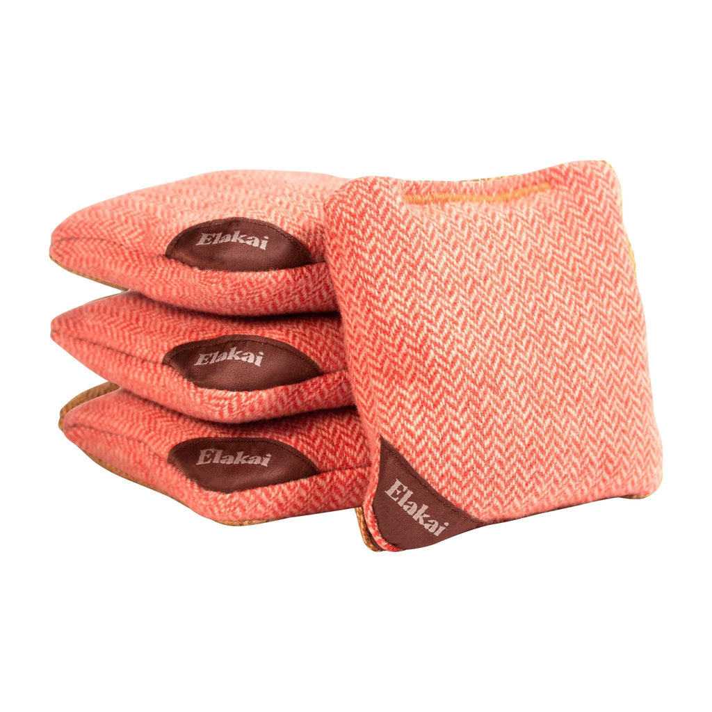 Elakai 4-in Travel Herringbone Cornhole Bags | Premium All-Weather Collection Tangerine Orange | Heirloom Boulevard